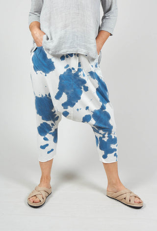Jersey Drop Crotch Trousers in Blue Dye