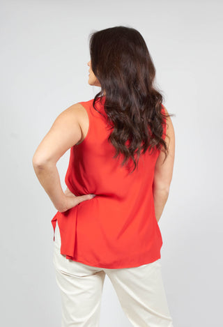 loose fit v neck top in red