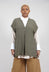 v neck capped sleeve loose fit top in khaki green