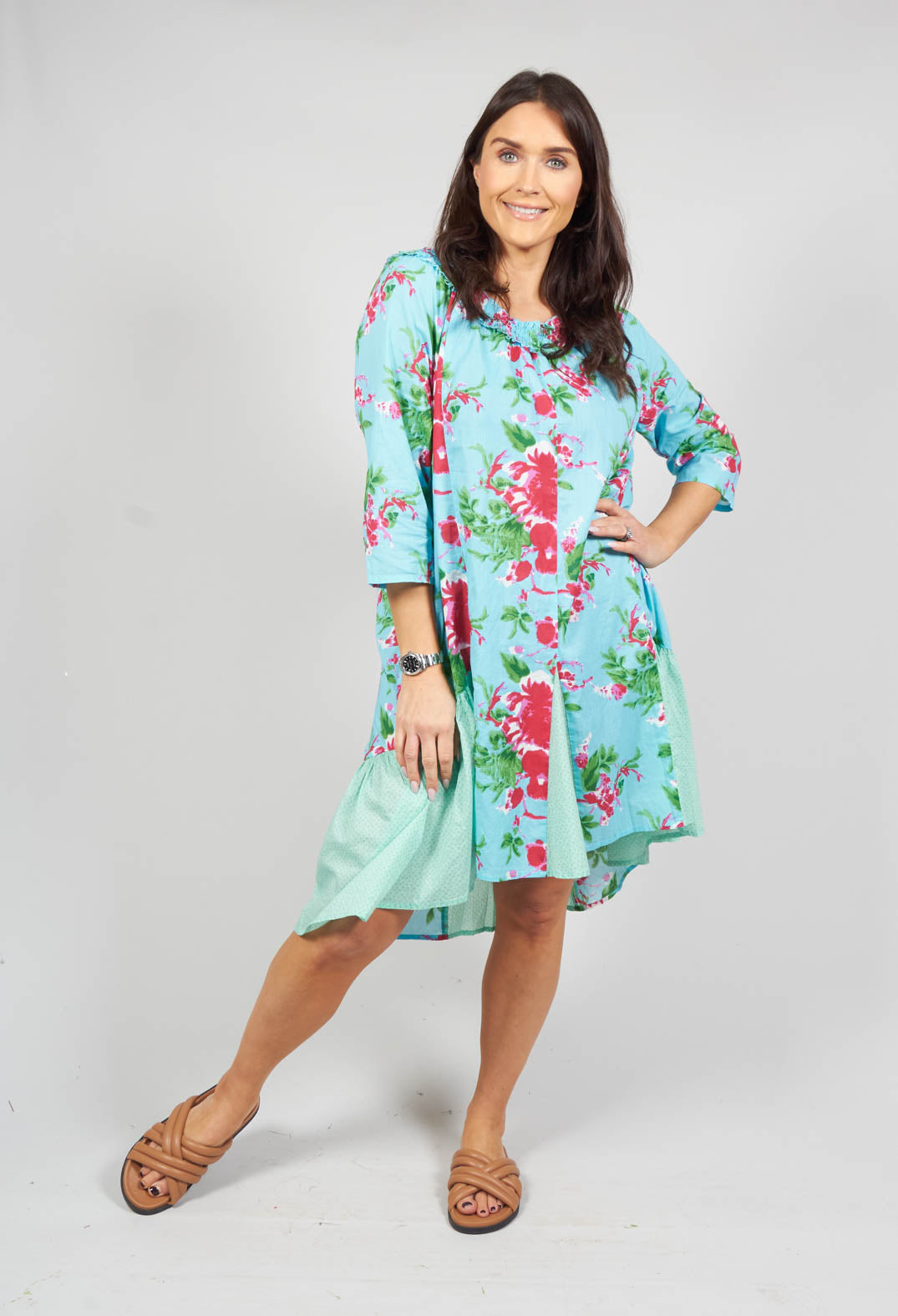 Tunic with Three Quarter Sleeves in Floral Marie Print