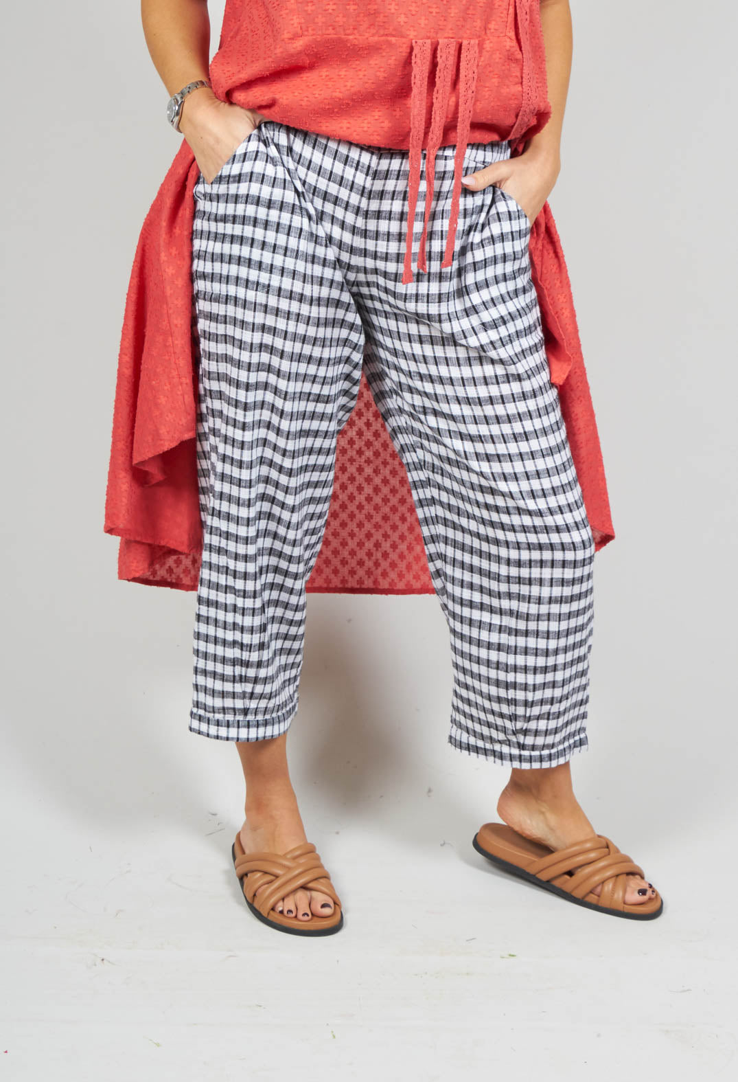 Lightweight Trousers in Coco Black and White Check