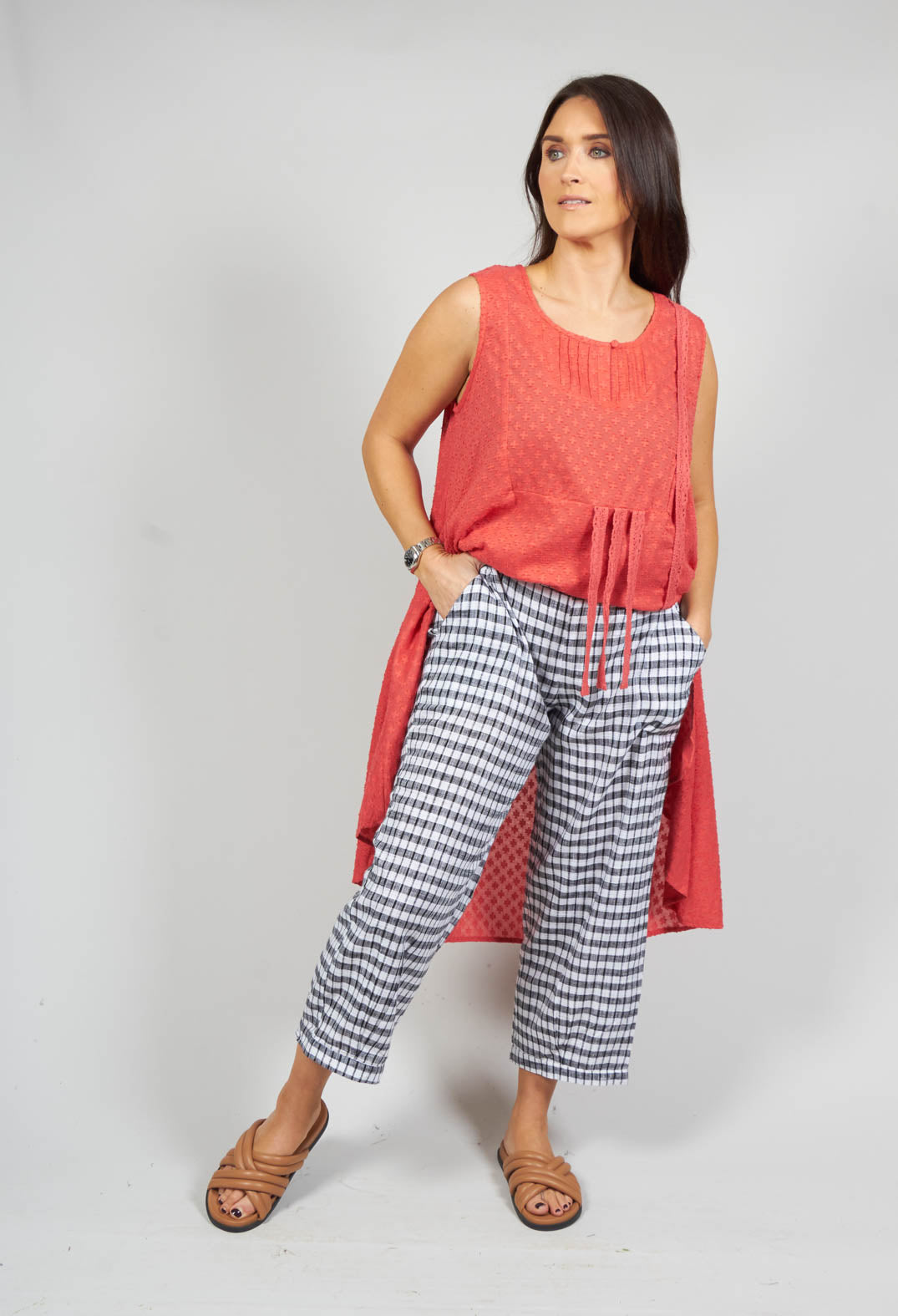 Lightweight Trousers in Coco Black and White Check