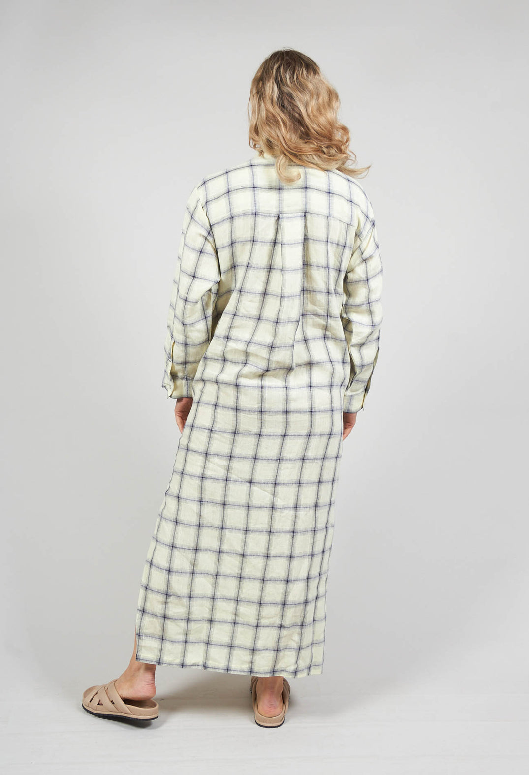 Long Sleeve Tunic Dress in Yellow and Blue Check