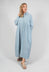 Long Sleeved Shirt Dress in Green and White Stripes