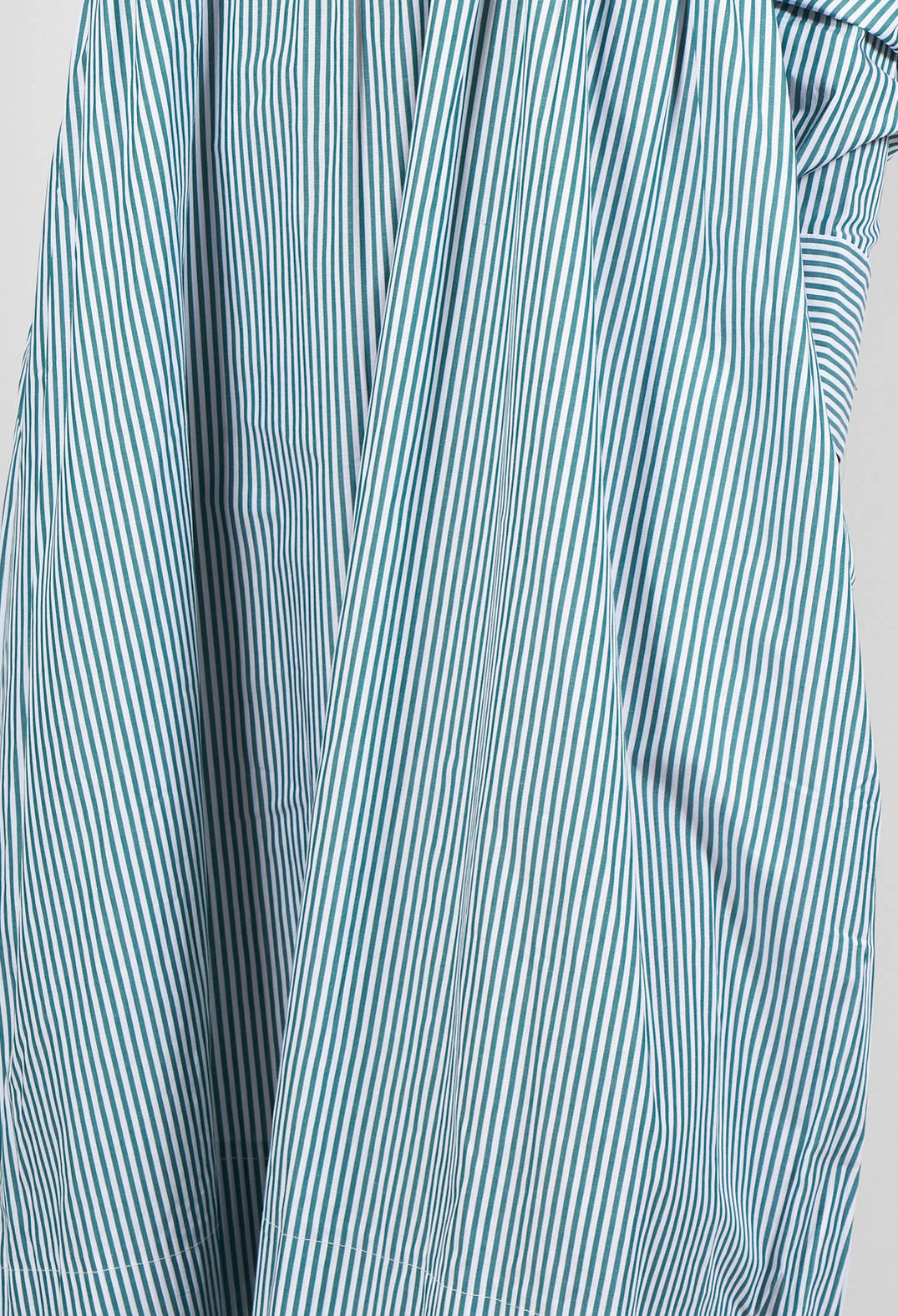 Long Sleeved Shirt Dress in Green and White Stripes