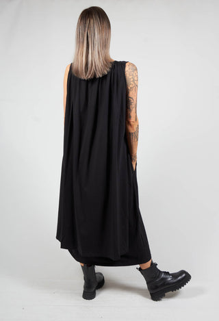 Sleeveless Dress with Back Pannel Overlay in Black