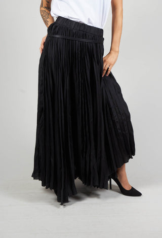 Pleated Skirt with Asymmetric Hem in Black