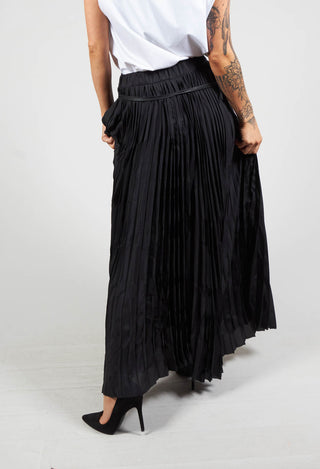 Pleated Skirt with Asymmetric Hem in Black