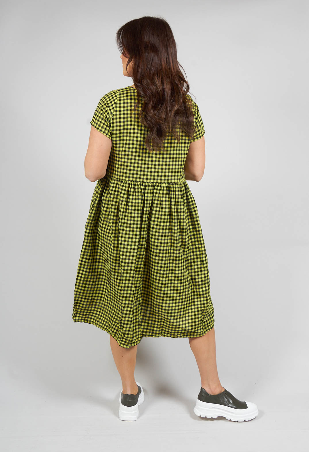 Lobideal Checkered Dress in Ingwer Yellow and Black Check