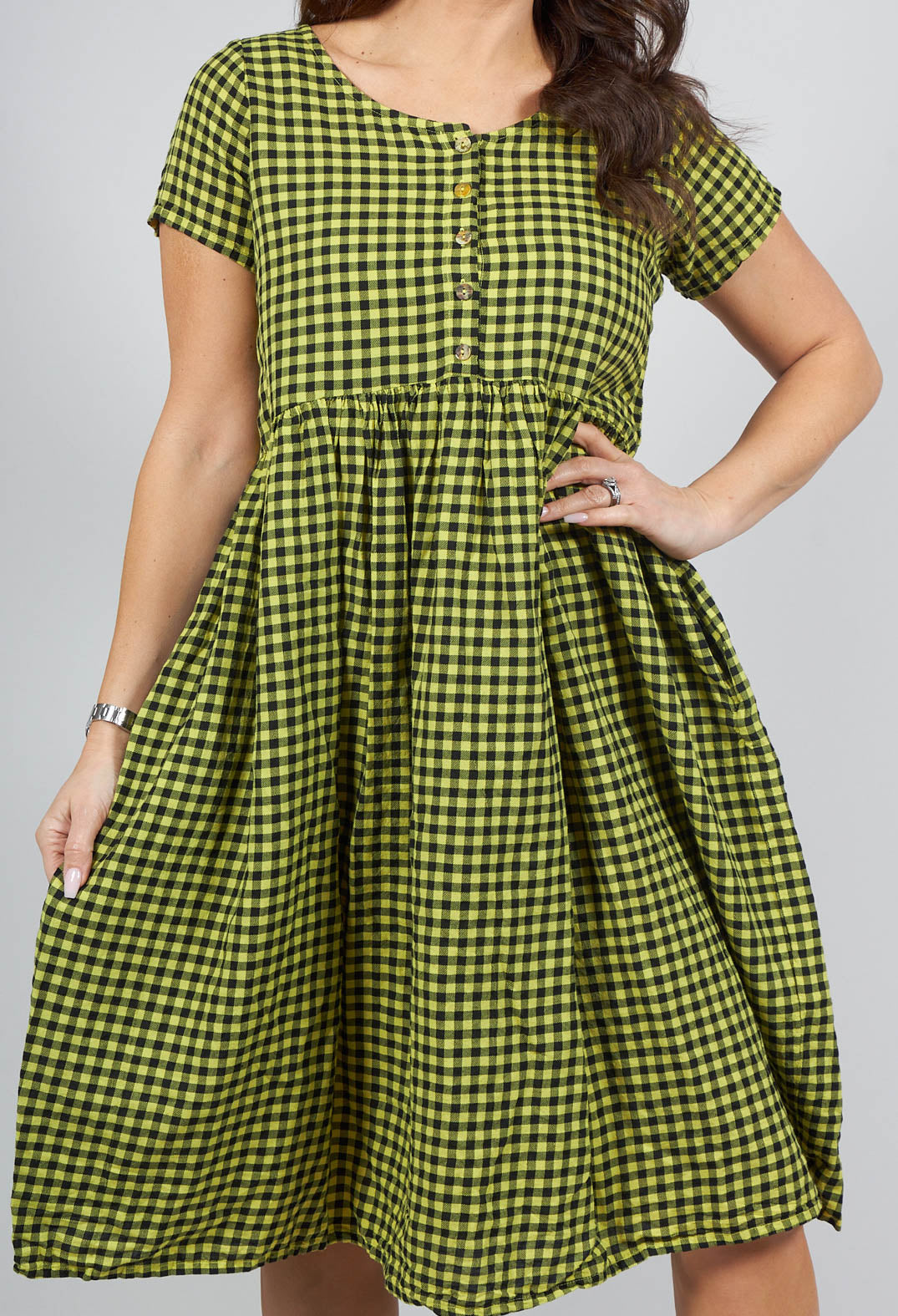 Lobideal Checkered Dress in Ingwer Yellow and Black Check