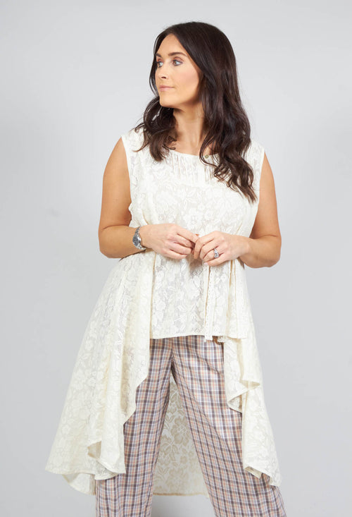 Sleeveless Embroidered Overtop in Off-White