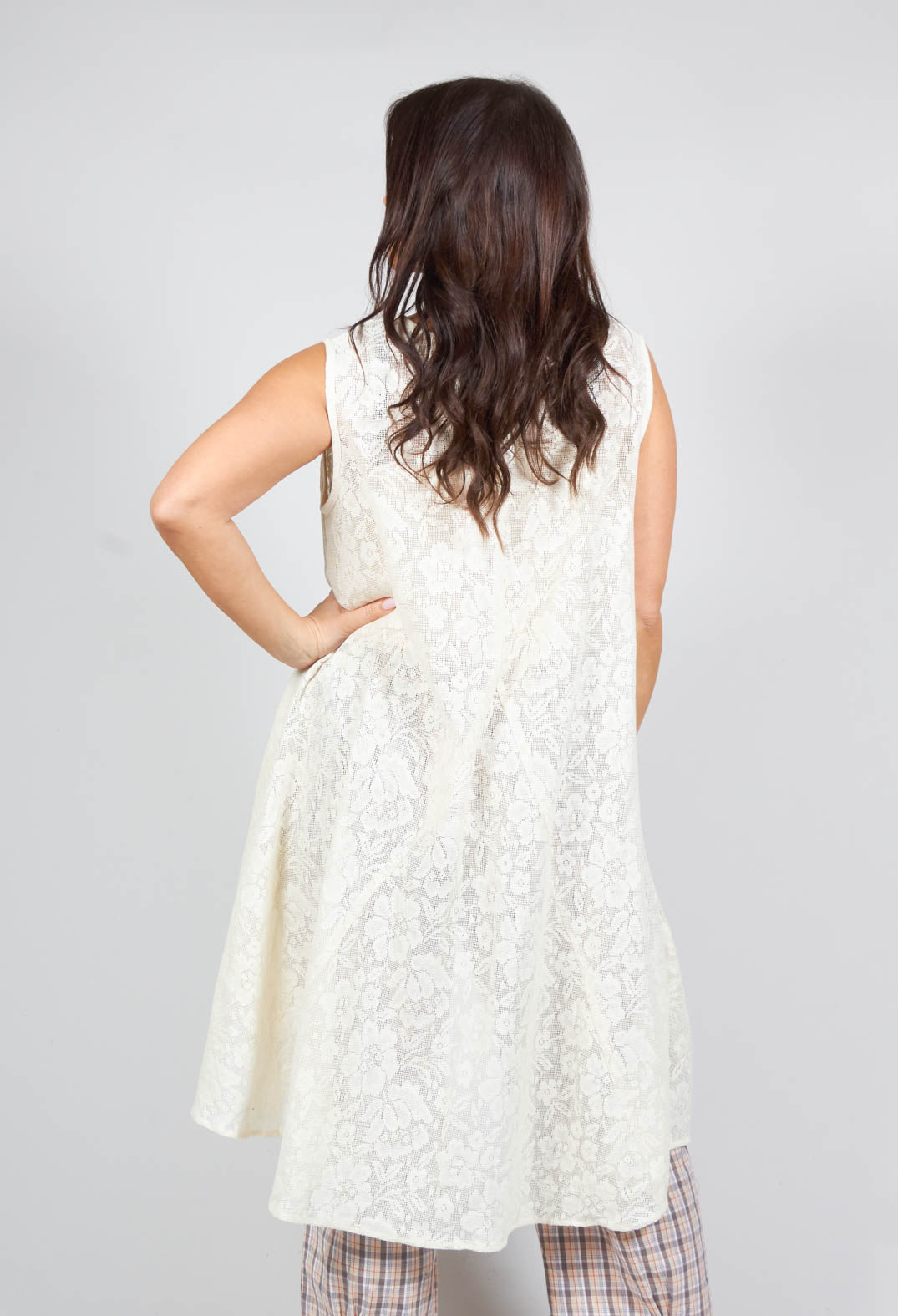 Sleeveless Embroidered Overtop in Off-White