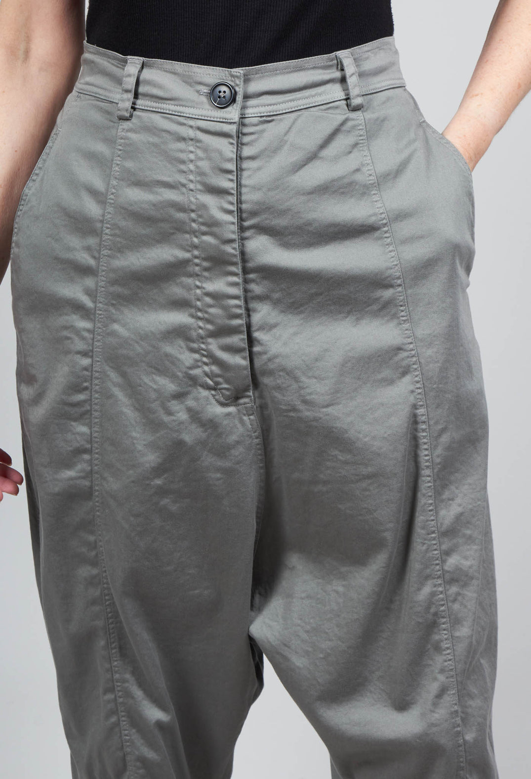 Low Drop Crotch Trousers in Grey