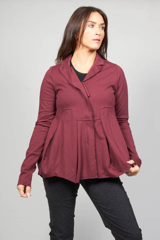 Jersey Jacket with Tulip Hem in Wine