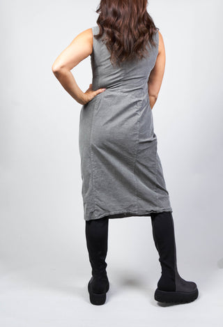 Fitted Sleeveless Midi Dress in Grey