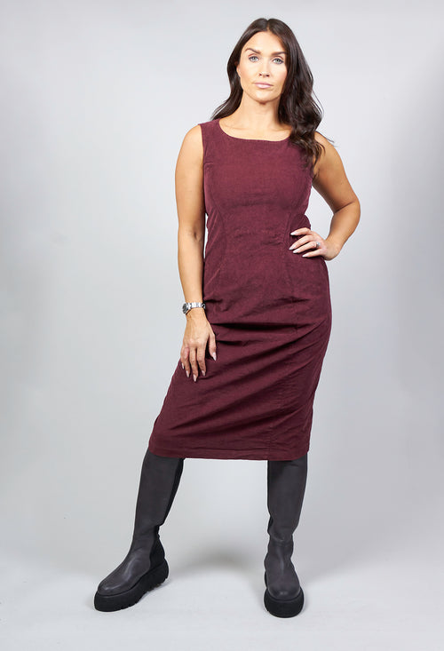 Fitted Sleeveless Midi Dress in Wine