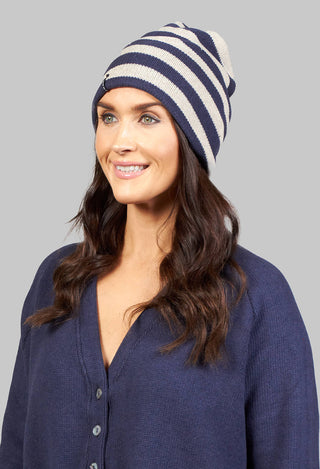 Striped Hat in Almost Navy