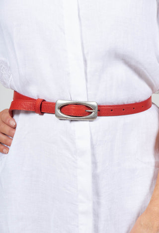 Beatrice B skinny red leather waist belt