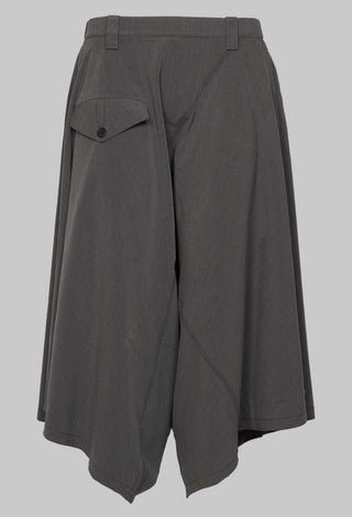 Wide Leg Drop Crotch Trousers in Grey