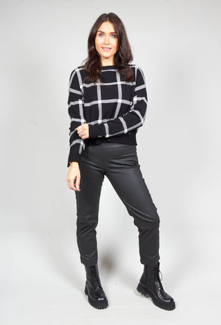Long Sleeve Jumper with Check Design in Black