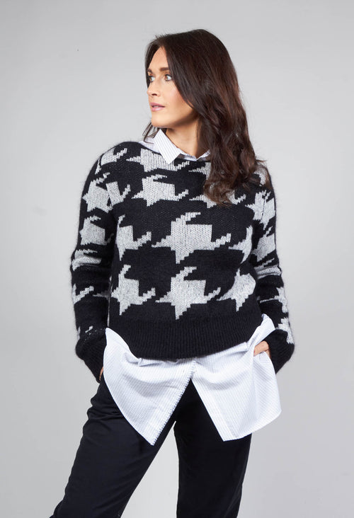 Wide Neck Jumper in Black and White