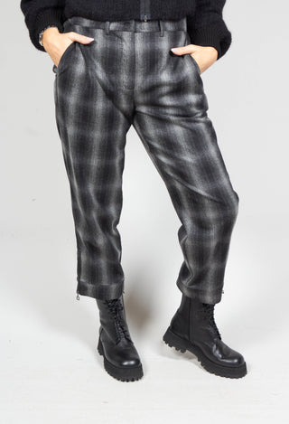 Straight Leg Trousers in Black Check