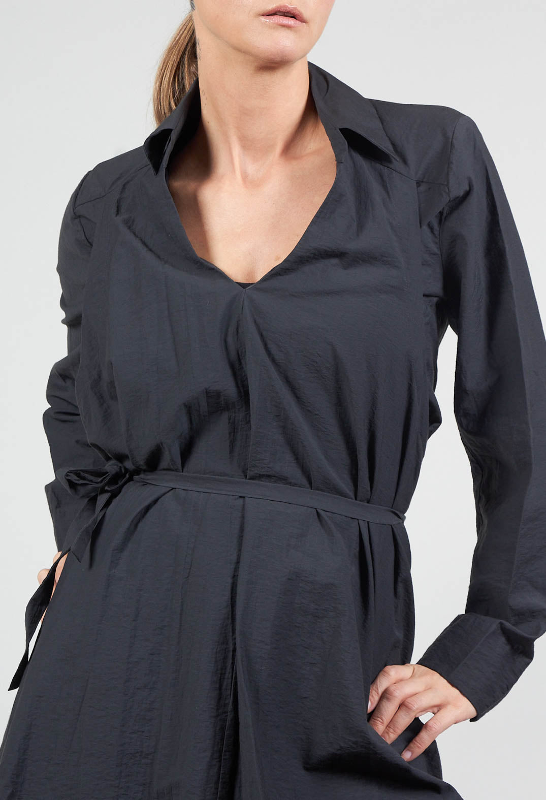 Layered Long Line Shirt in Ardoise