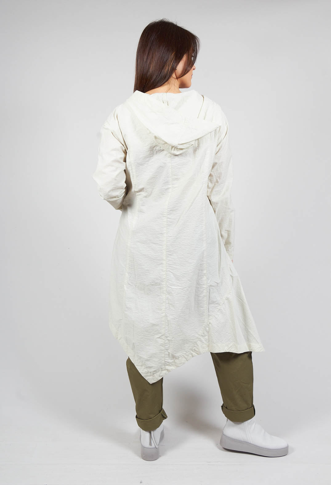 Oversized Hooded Istu Tunic in White Clay