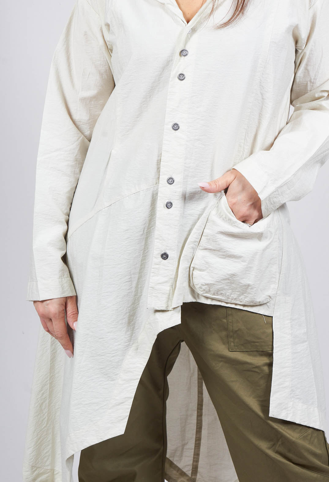 Oversized Hooded Istu Tunic in White Clay