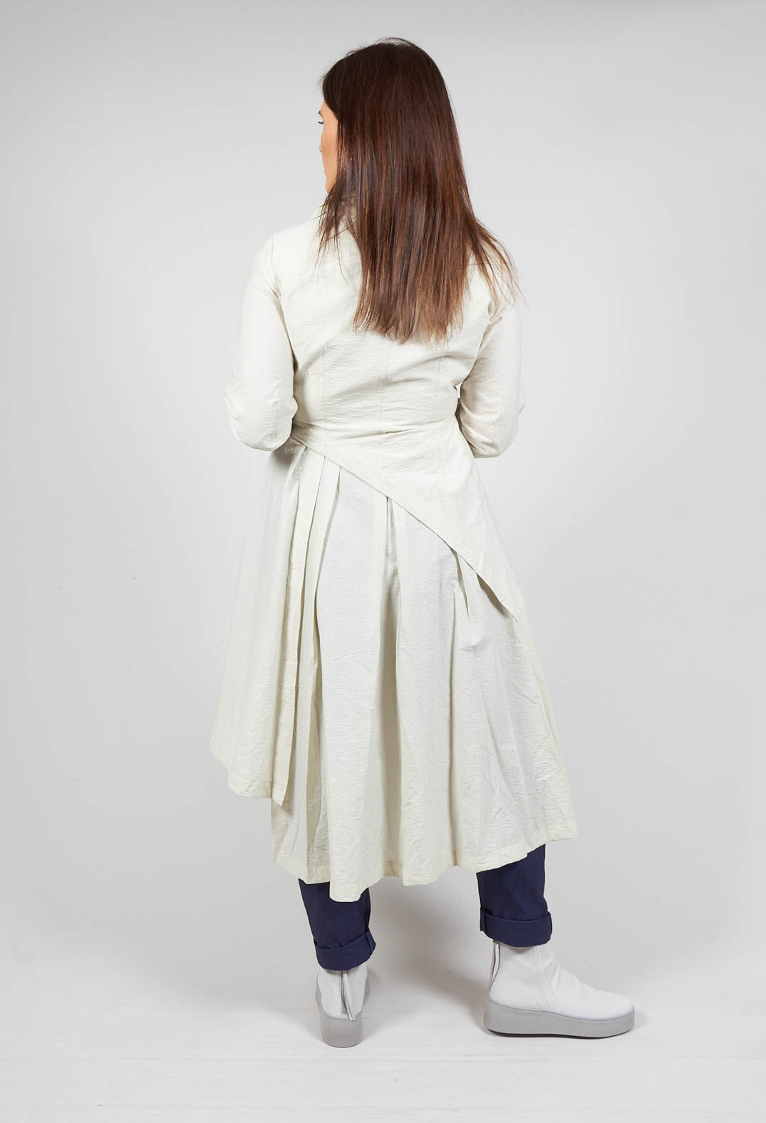 Layered Long Line Shirt in White Clay