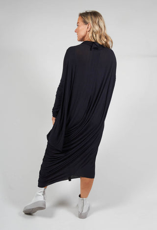 Jersey Dress with Silk Details in Navy