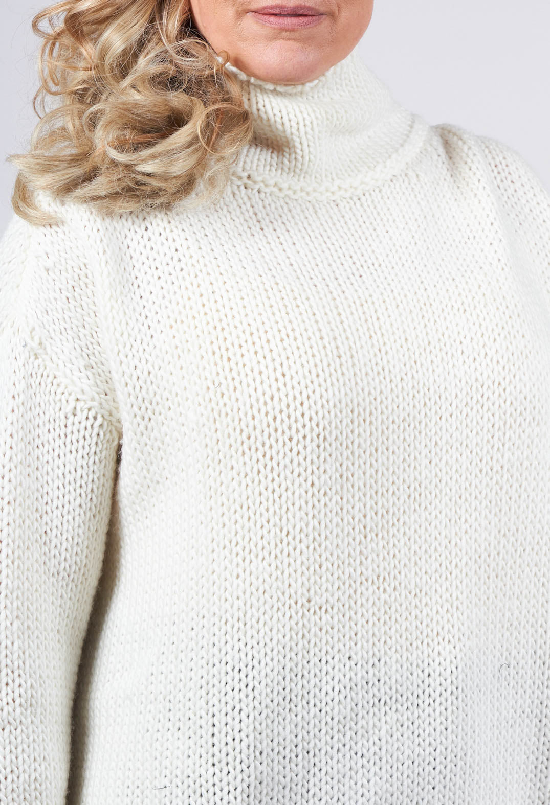 Seamed Sweater with Gauze in Cream