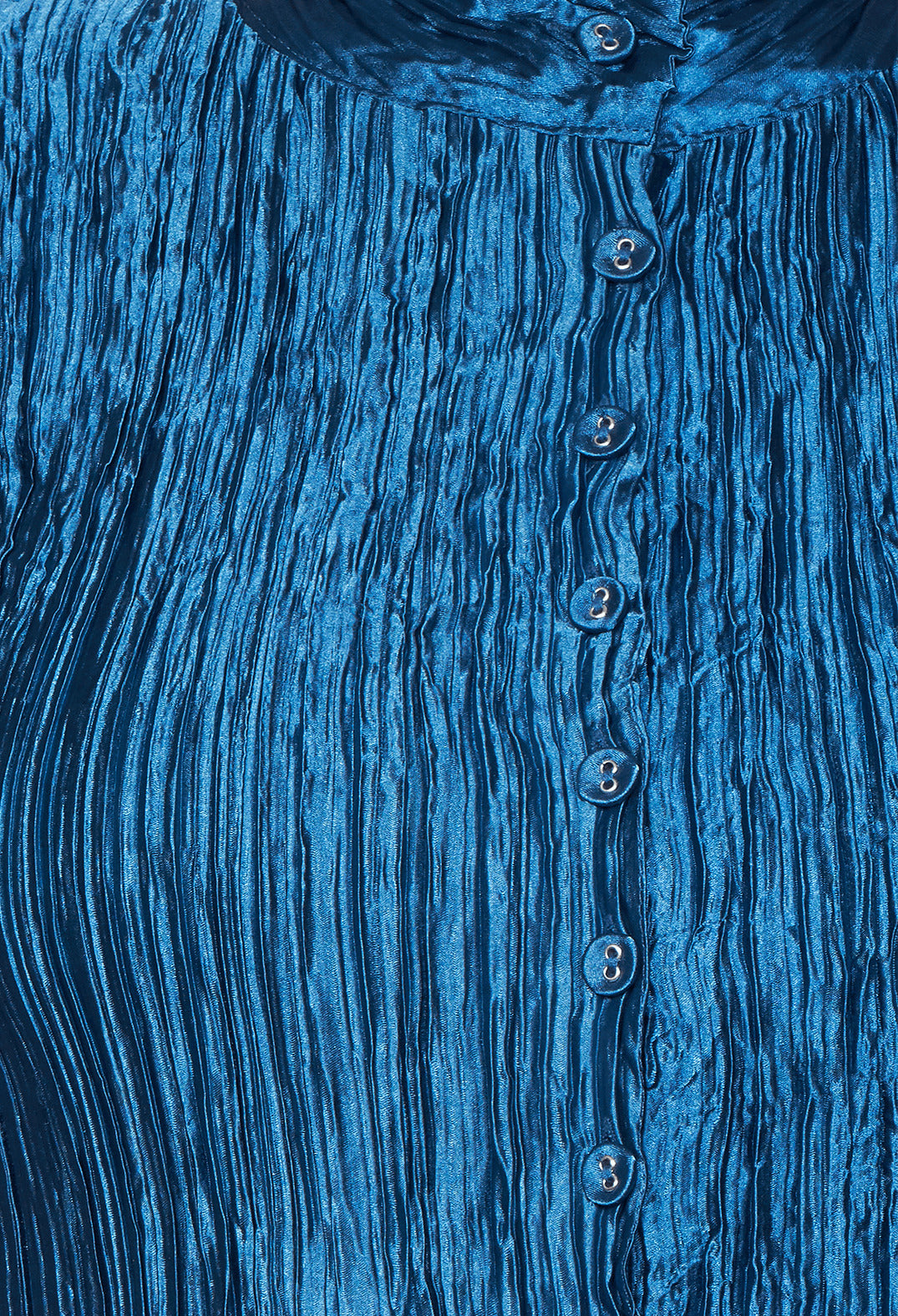 Metallic Nehru Coat Dress in Steel Blue