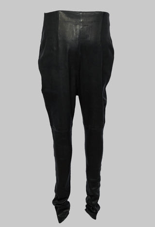 Leather Trousers with Front Pockets in Black