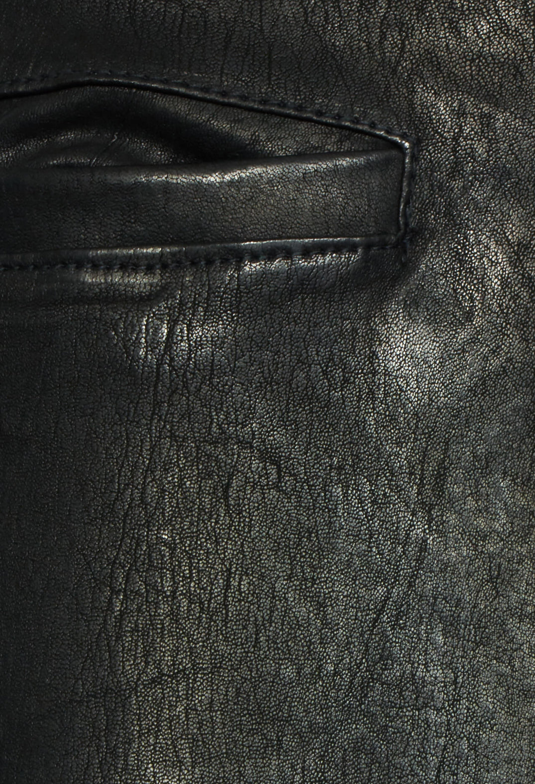 Leather Trousers with Front Pockets in Black