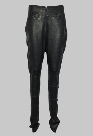 Leather Trousers with Front Pockets in Black