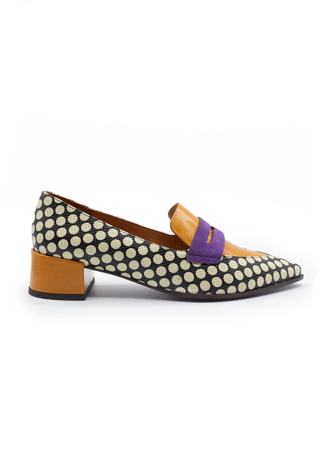 Slip on Heel in Polka and Mustard