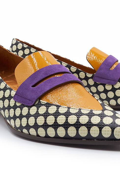 Slip on Heel in Polka and Mustard