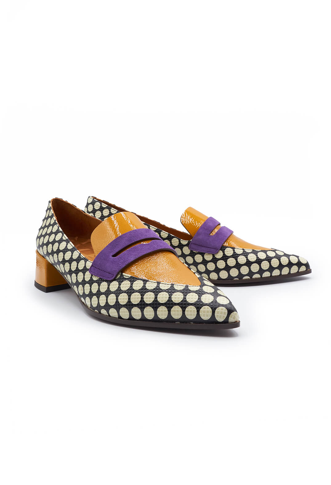 Slip on Heel in Polka and Mustard