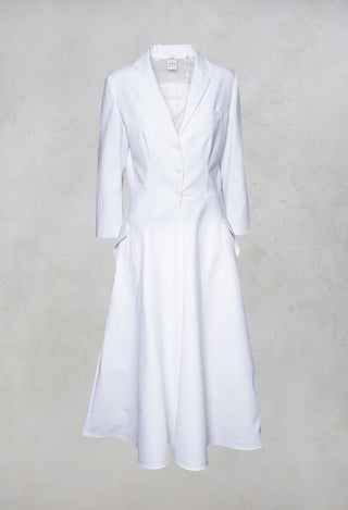 3/4 Sleeve A-Line Dress in White