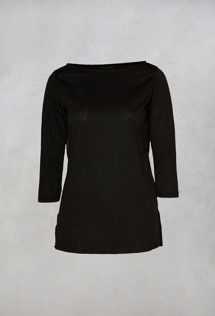 3/4 Sleeve T-Shirt in Black