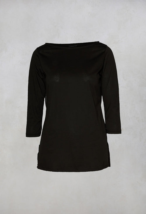 3/4 Sleeve T-Shirt in Black
