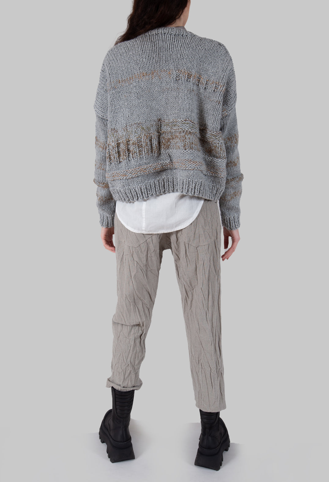 Hand Knitted Pullover in Grey Tabaco