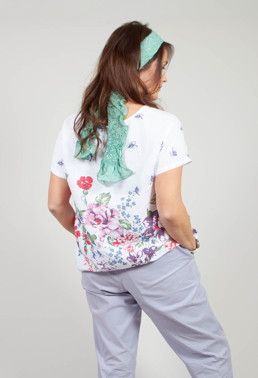 Multi Coloured Placement Print Top in White