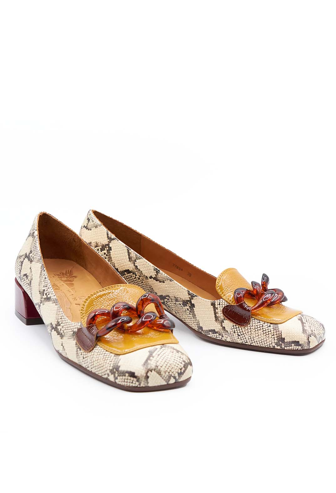 Snake Print Slip on Shoe with Contrasting Heel