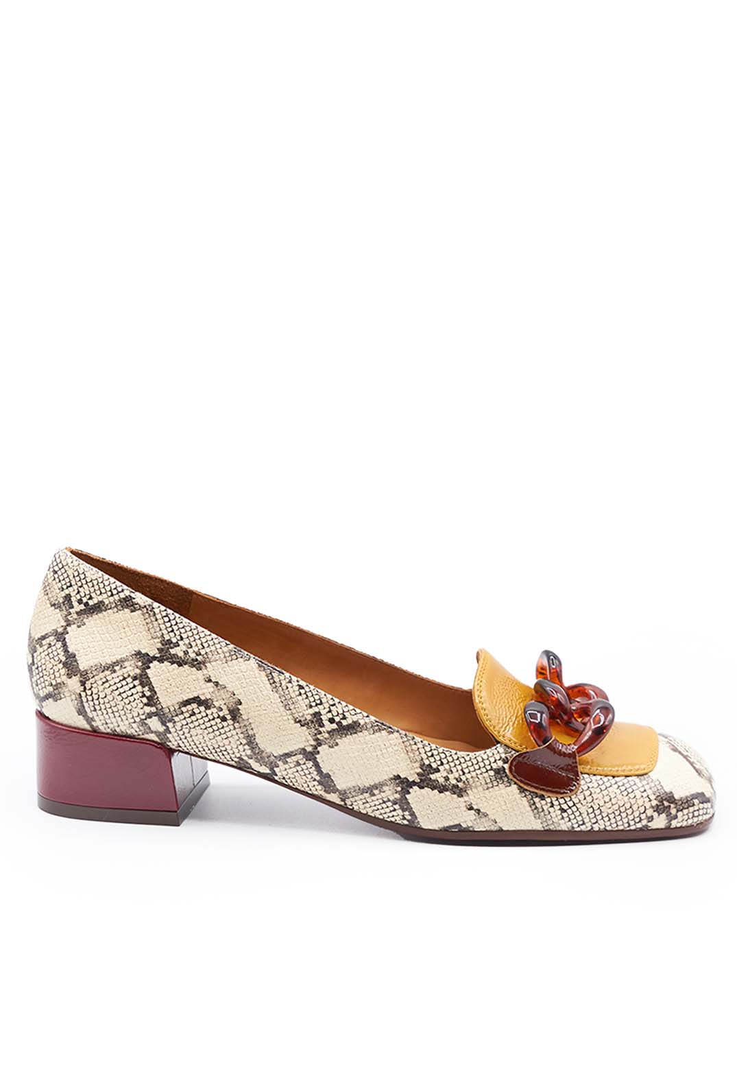 Snake Print Slip on Shoe with Contrasting Heel