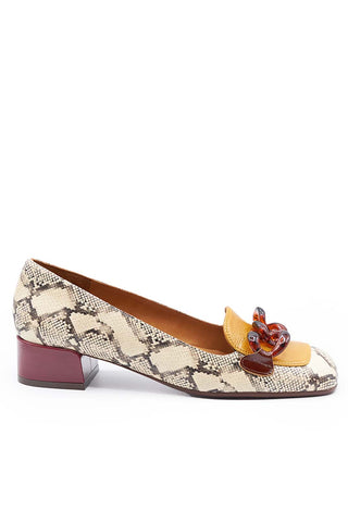 Snake Print Slip on Shoe with Contrasting Heel