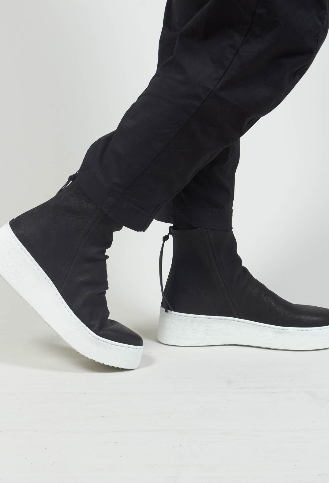 Ankle Height Chunky Shoe in Black and White