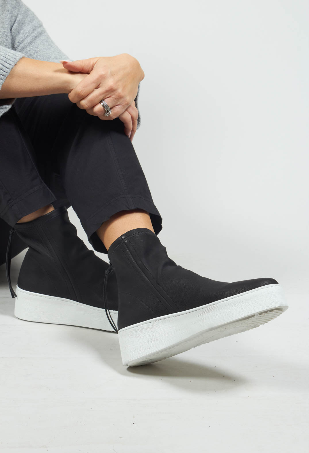Ankle Height Chunky Shoe in Black and White