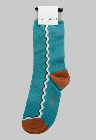 Contrast Detail Socks in Teal